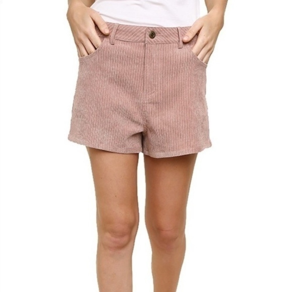 Umgee High Waist Soft Corduroy Pink Shorts SZ S